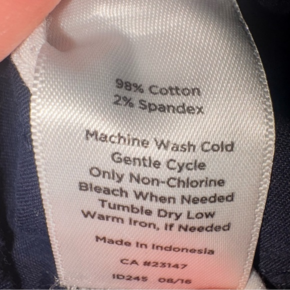 Talbots Navy Petite Pants with Cross Stitching - Picture 3 of 6